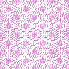 Outline geometric abstract seamless pattern pink and white.