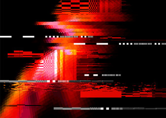 A red glitch noise distortion texture background. Vector illustration - obrazy, fototapety, plakaty