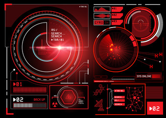 A futuristic HUD display user interface design with radar and tracking features. vector illustration.