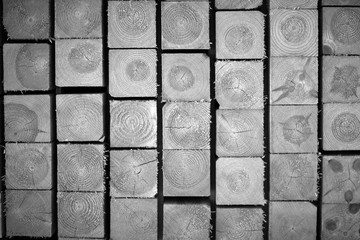 Texture cross saw cut wood stockpiled for export at the port of shipment