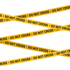 Crime scene yellow tape, police line Do Not Cross tape. Cartoon flat-style illustration