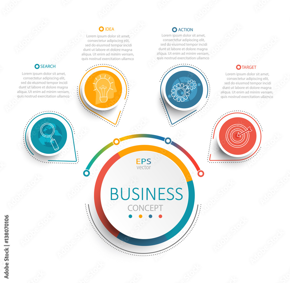 Sticker vector illustration infographic template with 3d circles color paper label.