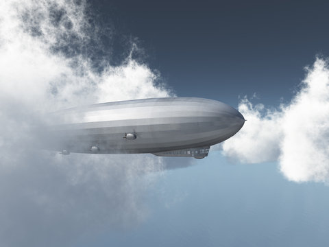 Zeppelin zwischen den Wolken