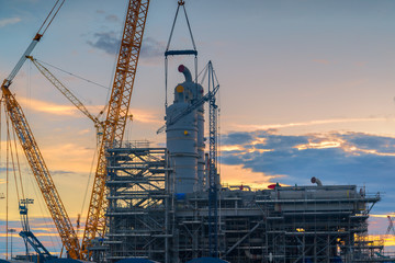 silhouettes of construction site