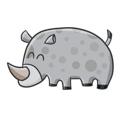 Cute smiley grey rhinoceros - vector.