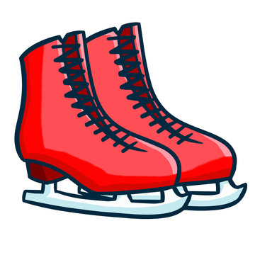 Funny red pink skating shoes - vector.