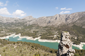 Reservoir Guadalest in the province of Alicante, Spain. Horizontal shot