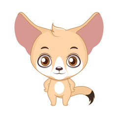 Cute stylized cartoon fennec fox illustration ( use for stickers, fun scenes, decoration etc. )