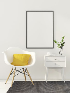 Mock up poster in white interior