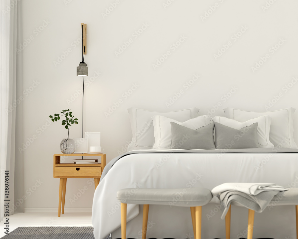 Wall mural modern light gray bedroom interior