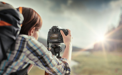 Photographer shooting outdoors