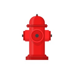 Red hydrant firefighter extinguish the fire icon in flat style isolated on white background. Vector Illustration