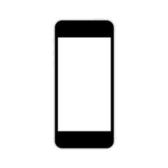 Black mobile phone with blank screen isolated on white background - Vector