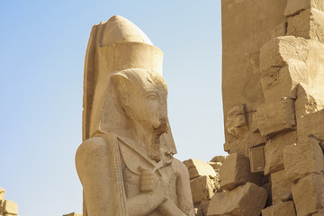 Ancient Karnak Temple in Luxor, Egypt. Photo shot in 2017. Horizontal color photography.