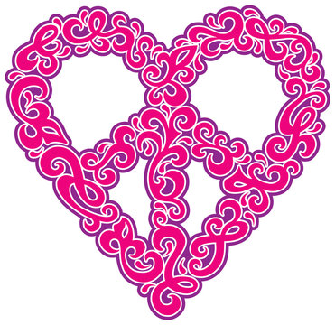Swirly Peace Heart in Pink