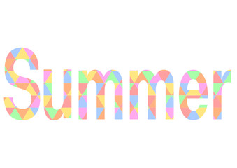 Summer Schriftzug aus bunten Dreiecken auf weißem Hintergrund