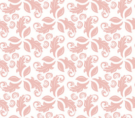 Fototapeta na wymiar Floral vector pink ornament. Seamless abstract classic background with flowers. Pattern with repeating elements