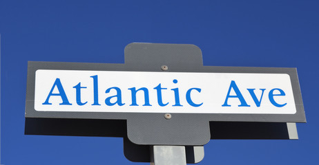 Atlantic Avenue sign under blue sky. The East Coast's most funnest summer avenue! © Noel