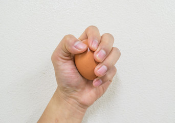 woman holding a egg on white background