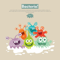 Bacteria Flat Cartoon Vector Web Banner