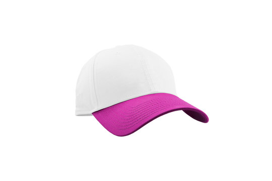 Colorful white and pink fashion cap isolated on white background with clipping path.