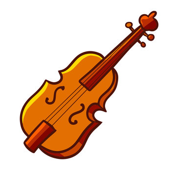 Brown Violin in cartoon style - vector.