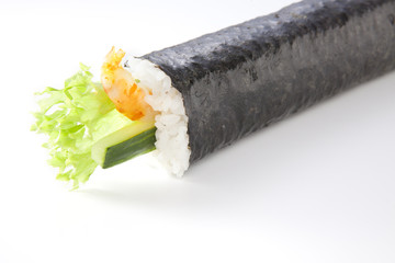 rolling sushi with shrimp