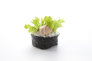 rolling sushi with tuna