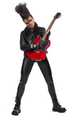 Fototapeta premium Young woman rock musician