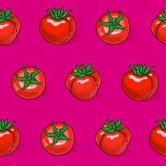 Pop art style seamless pattern with tomatoes