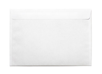 Simple blank white envelope isolated, rear view