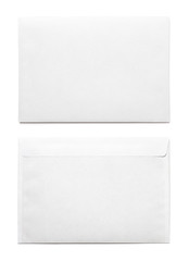 Simple blank white envelope isolated, front and rear views