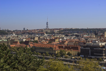 Fototapeta na wymiar View of Prague with Tv Tower. Sammer travel