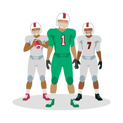 American Football Players in Equipment with Ball