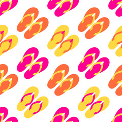 Seamless pattern with colorful flip flops
