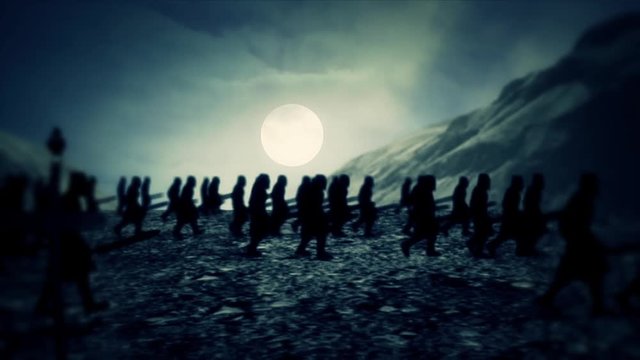 Medieval Soldiers Marching Through the Night