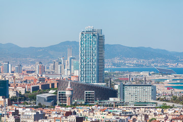 Obraz premium Panoramic view of the city of Barcelona. Aerial view