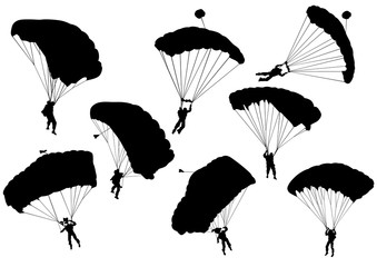 Man on parachute sports on a white background - obrazy, fototapety, plakaty