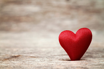 Fototapeta premium Red heart made of fabric