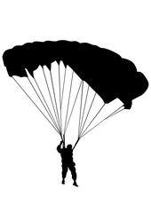 Man on parachute sports on a white background