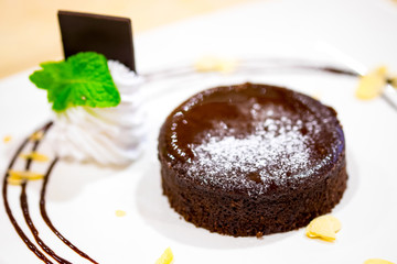 Chocolate lave cake and whip cream