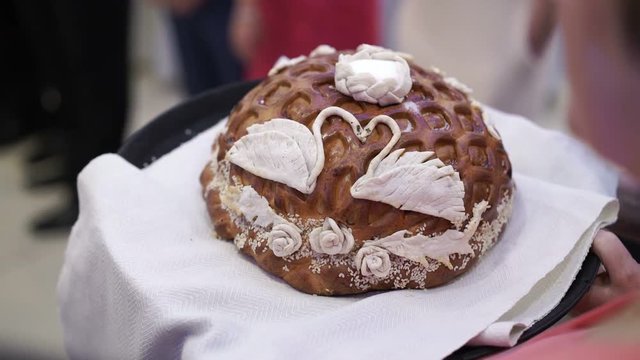 Wedding bread and salt at party