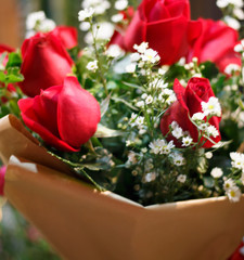 Bouquet of beautiful red roses. Valentines day.