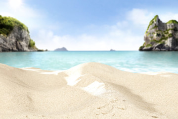 summer sand on beach and landscape of sea 