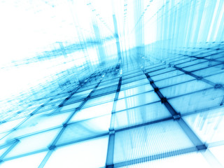 Obraz premium Abstract background element. Fractal graphics series. Three-dimensional composition of repeating grids. Information technology concept. Blue toned image over white.