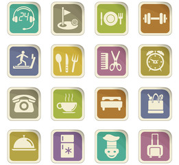 hotel room service icon set