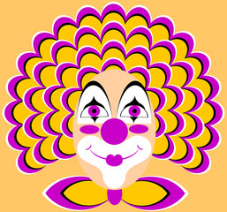 Funny clown with a yellow wig (optical expansion illusion)