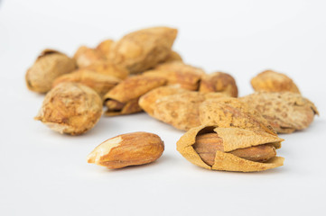 Almond nuts to stay healthy for the body. almond on white background