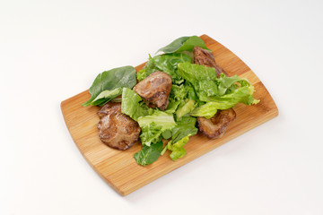 pan fried liver with greens