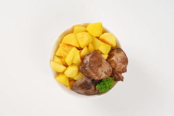 pan fried potatoes and chicken liver